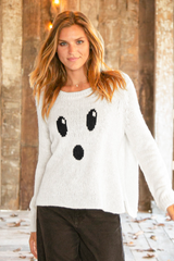 Antique White Ghost Chunky Crew Sweater