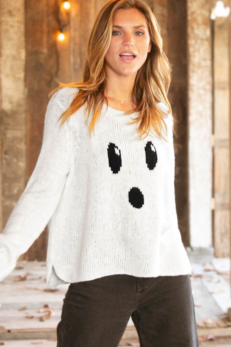 Light Gray Ghost Chunky Crew Sweater