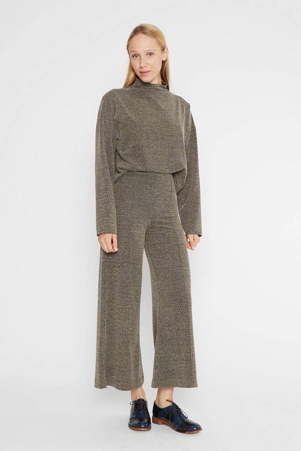 Lavender Tweed Wide Leg Pant: Cropped Pant