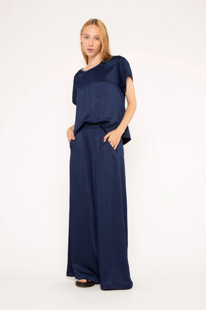 Dark Slate Gray Satin Crepe Yacht Pant Pant