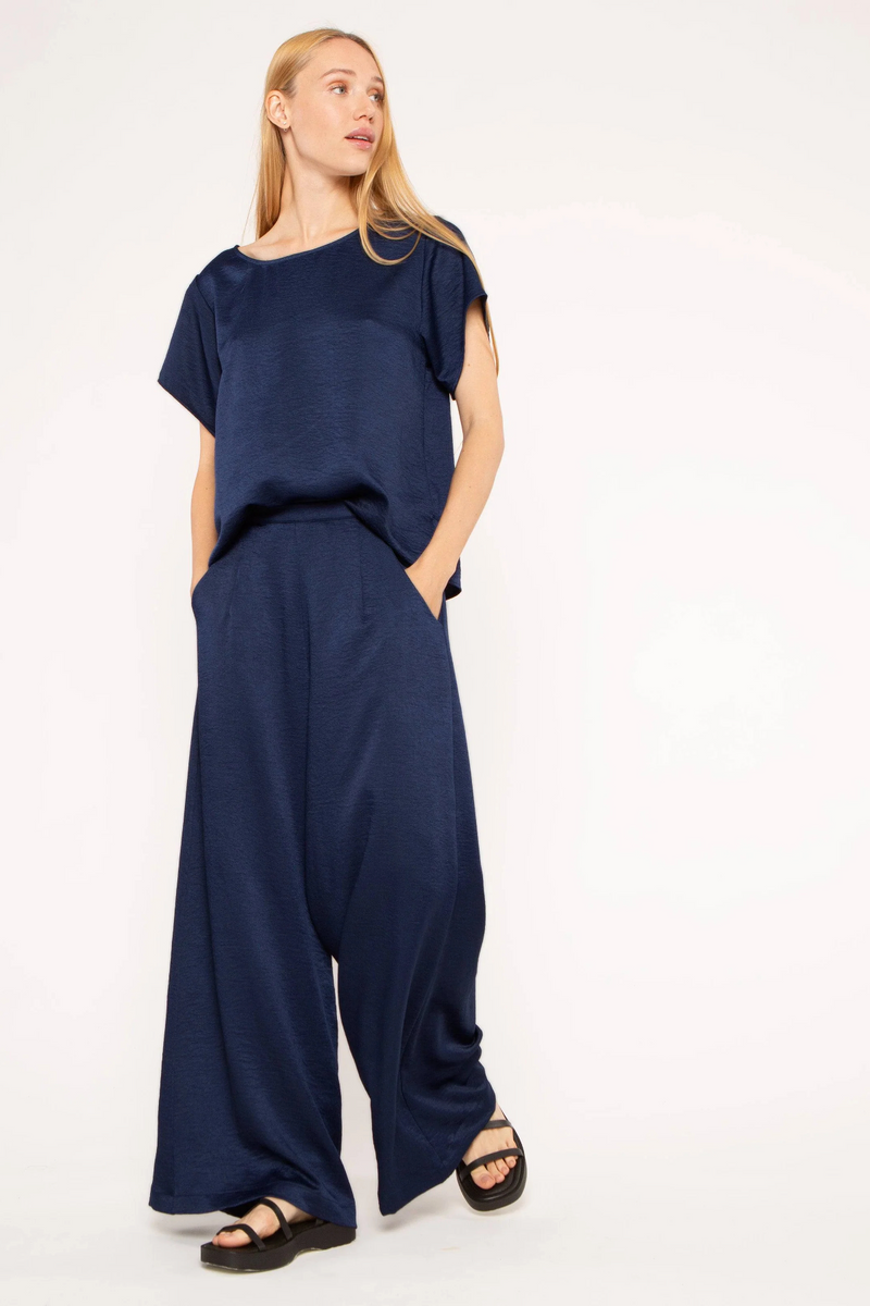Seashell Satin Crepe Yacht Pant Pant