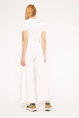 White Smoke Ponte Knit Wide Leg Pant: Cropped Pant