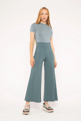 White Smoke Ponte Knit Wide Leg Pant: Cropped Pant