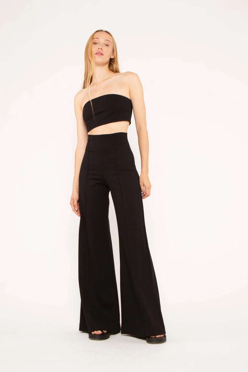 Black Ponte Knit Bandeau Top Top