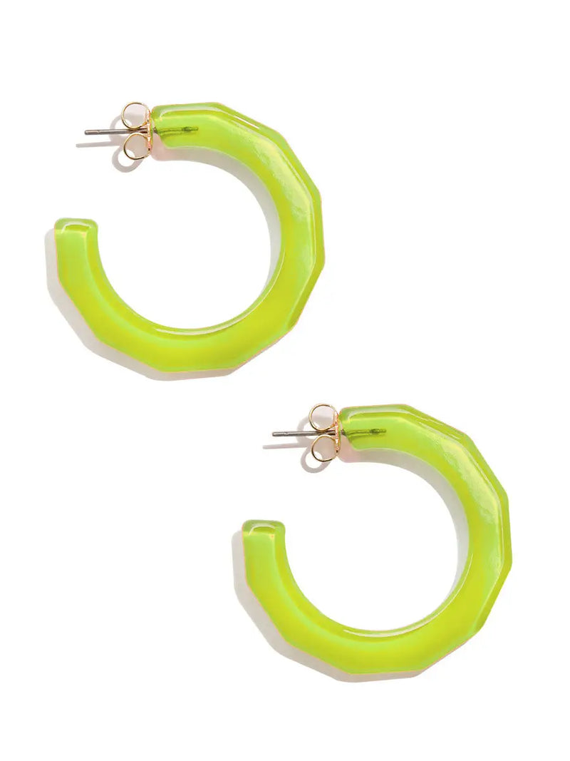 Yellow Green Robin Textured Hoop Earring Earring