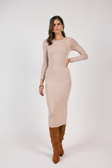 Light Gray Dignity Tie Back Knit Midi Dress Midi Dress