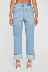 Light Gray Sundaze Cuffed High Rise Vintage Straight | Fate Jeans