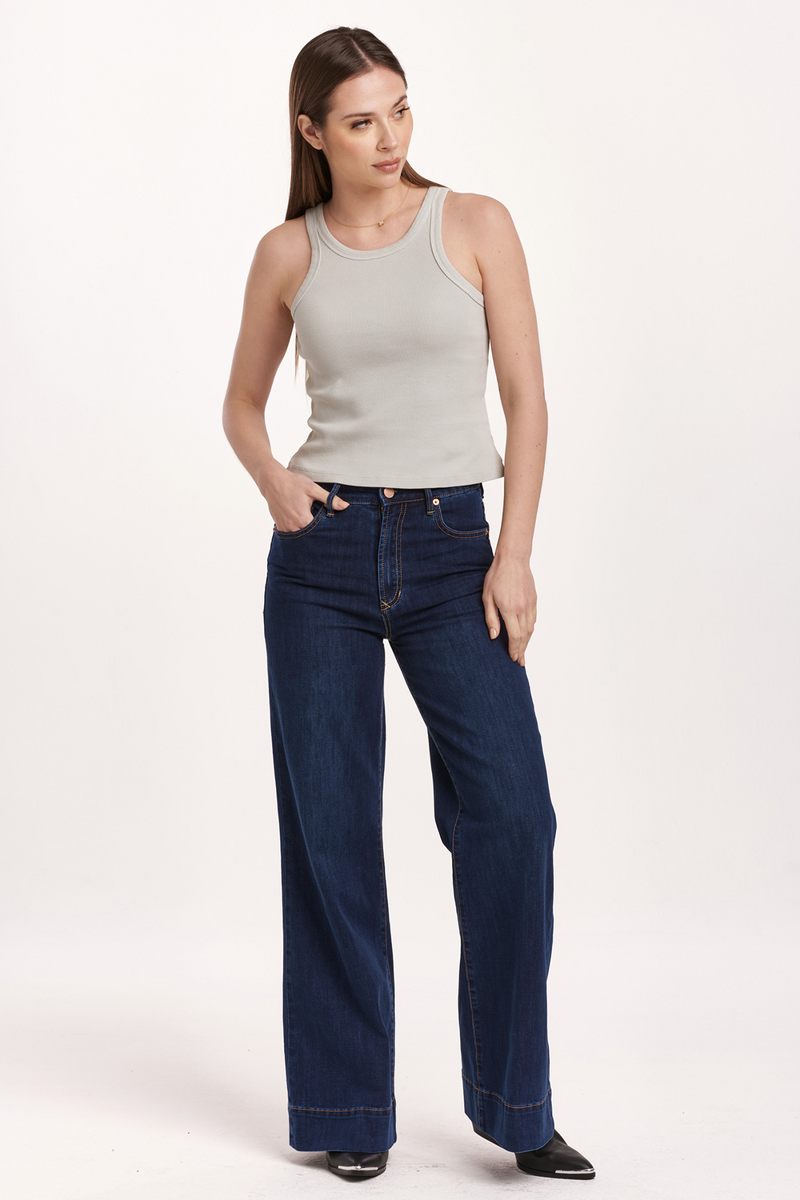Beige Tamia Cropped Racer Tank Tank