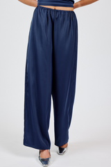 Light Gray Last Night Satin Elastic Pants Pant