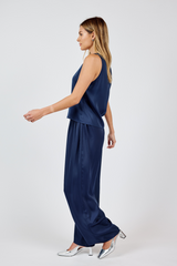 Light Gray Last Night Satin Elastic Pants Pant