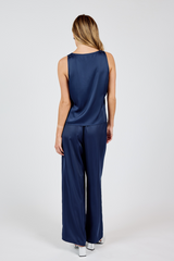 Light Gray Last Night Satin Elastic Pants Pant