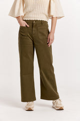 Dark Olive Green Bristol Wide Leg Pant Pants