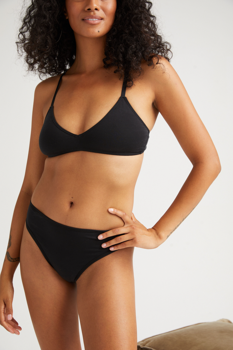 Black Stretch Lyocell T-Shirt Bralette Bralette