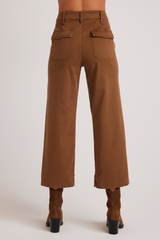 Light Gray Sofia Wide Leg Crop Pant | Spiced Brown Pant