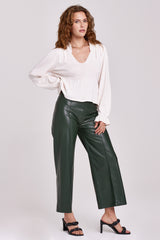 Light Gray Sparkle Wide Leg Cropped Leather Pant Pant