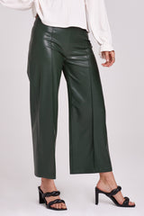 Dark Slate Gray Sparkle Wide Leg Cropped Leather Pant Pant