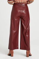 Antique White Sparkle Wide Leg Cropped Leather Pant Pant
