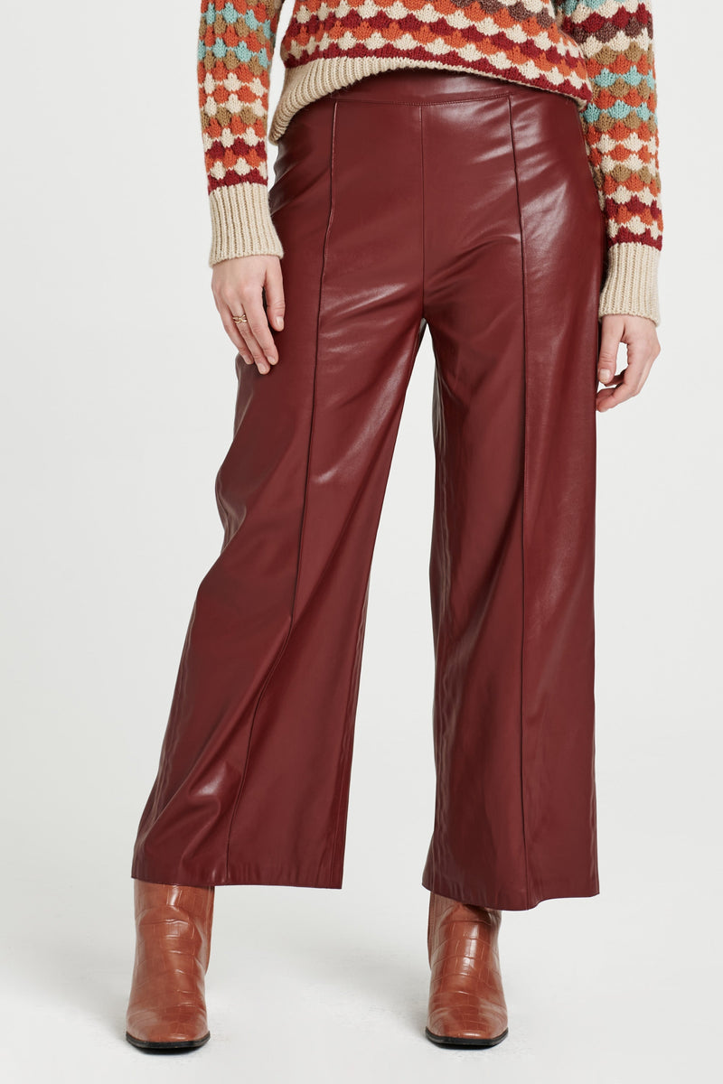Light Gray Sparkle Wide Leg Cropped Leather Pant Pant
