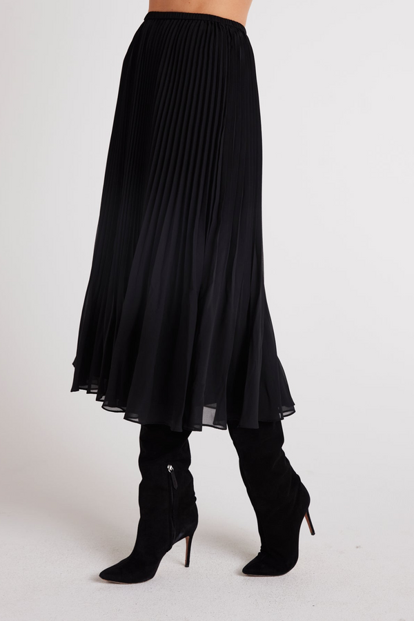 Black Sunburst Pleat Midi Skirt Midi Skirt