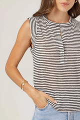 Light Gray Linen Sky Tee in Mono Luxe Stripe Tee