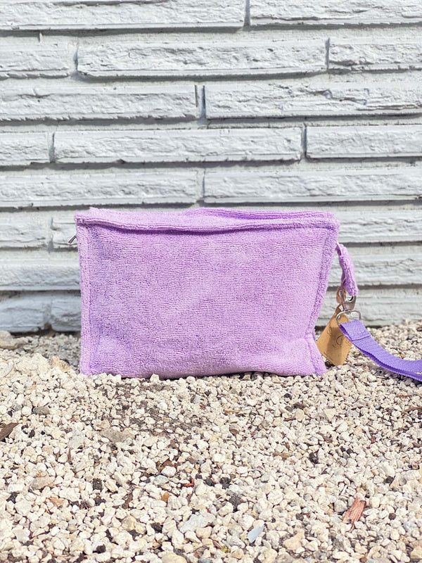 Light Gray Large Terry Cloth Zip Pouch Bag