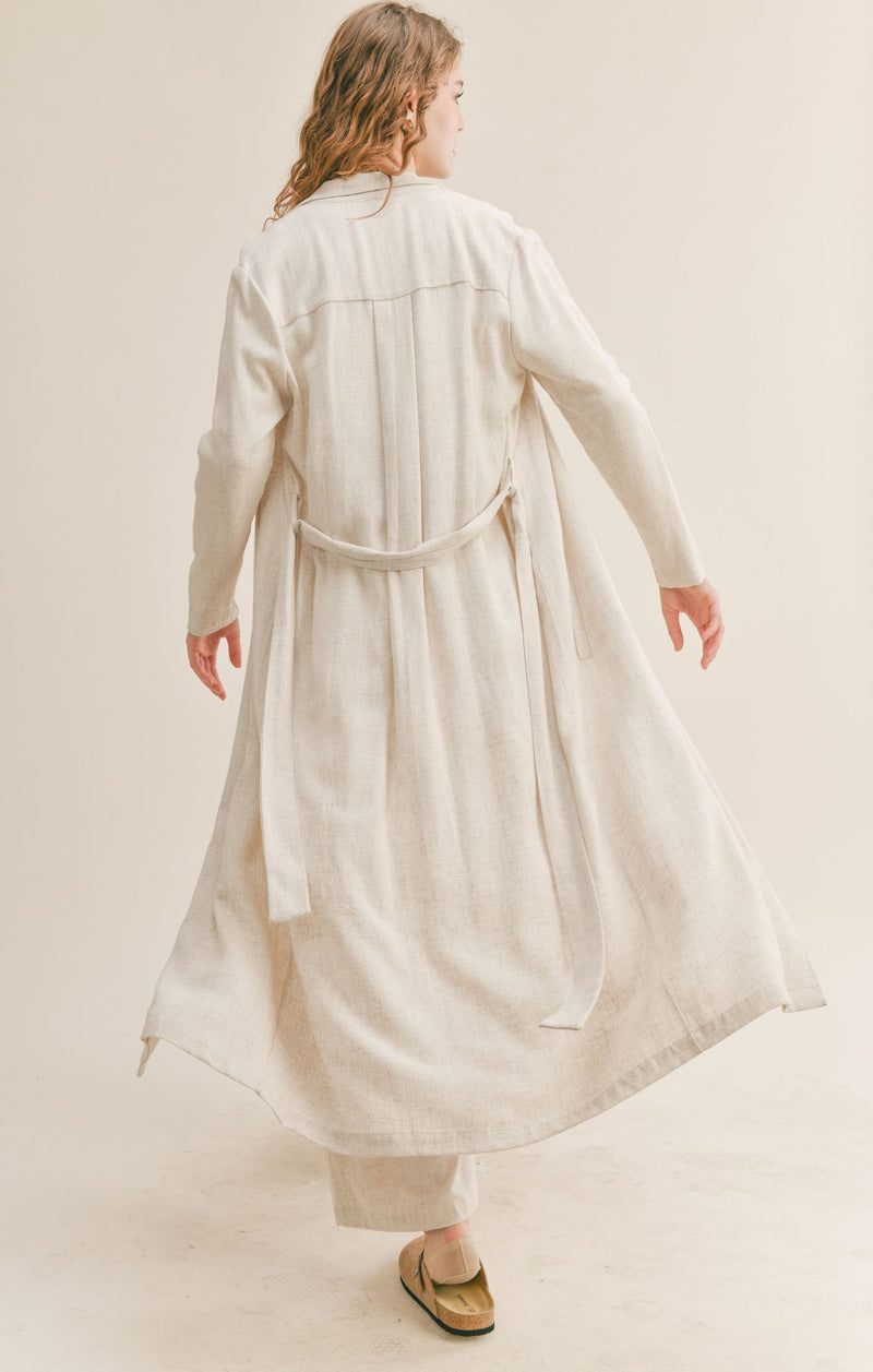 Light Gray Roadtrip Linen Maxi Jacket Jacket