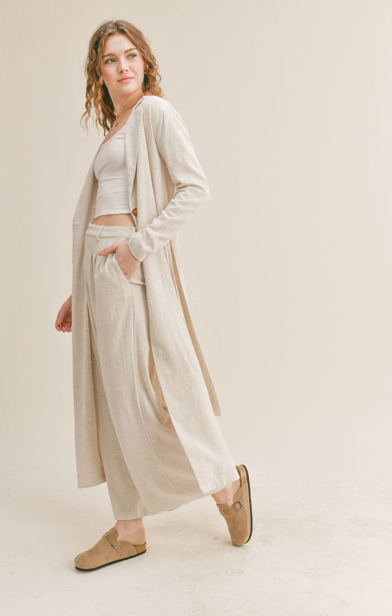 Light Gray Roadtrip Linen Maxi Jacket Jacket