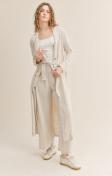 Light Gray Roadtrip Linen Maxi Jacket Jacket