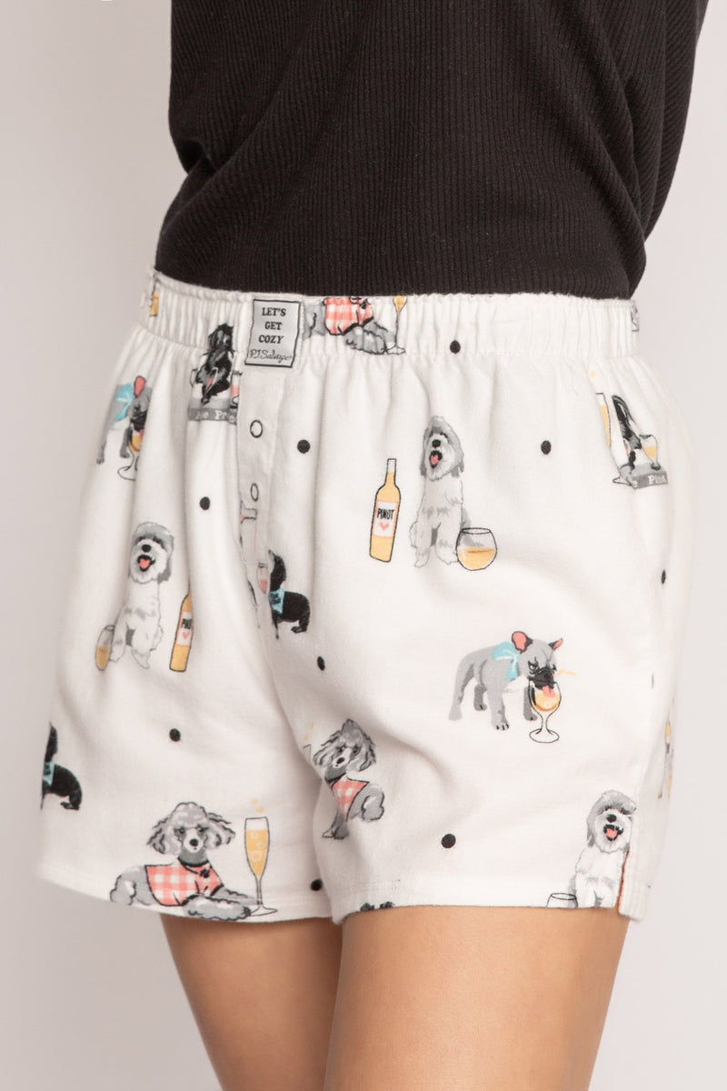 Light Gray Cozy Flannel Sleep Short Pajamas