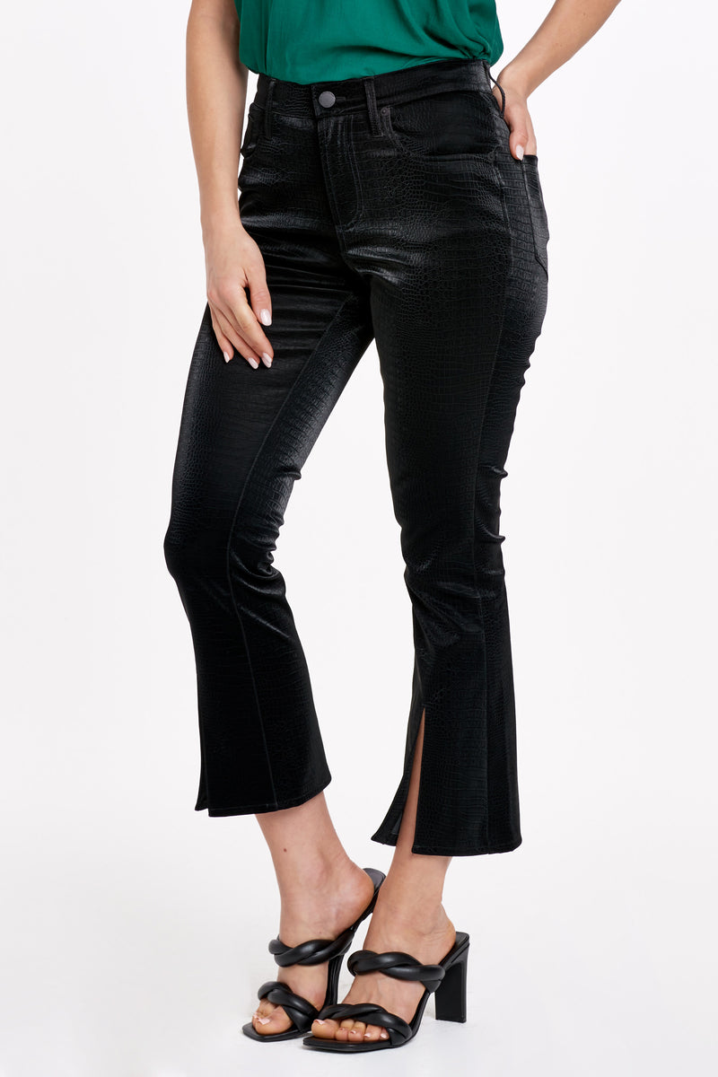 White Smoke Jeanne Super High Rise Crop Flare Pant