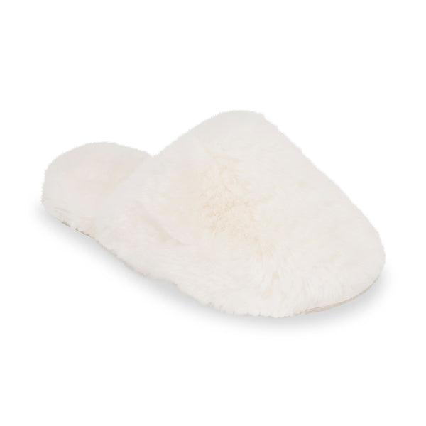 Antique White Lux Faux Fur Slide Slippers