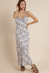 Gray Great Springs Printed Maxi Dress in Ivory Navy Maxi Dress