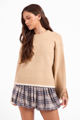 Angelina Cuff Slit Crew Neck