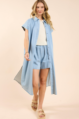 Antique White Energize Button Shirt Dress Midi Dress