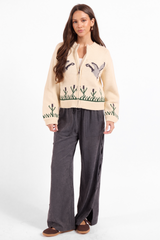 White Smoke Songbird Zip Sweater Sweater