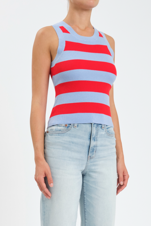 Flirty Stripe Sweater Tank in Berry Stripe
