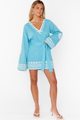 White Smoke Malia Mini Dress in Blue Capri Shells Mini Dress