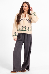 White Smoke Songbird Zip Sweater Sweater
