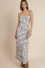 Gray Great Springs Printed Maxi Dress in Ivory Navy Maxi Dress