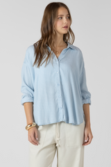 Light Gray Relaxed Striped Button Front Shirt Shirt