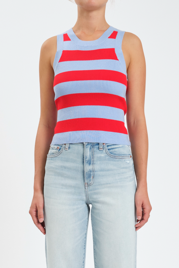 Flirty Stripe Sweater Tank in Berry Stripe