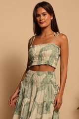 Rosy Brown Iris Tank in Palm Stitchwork Tank