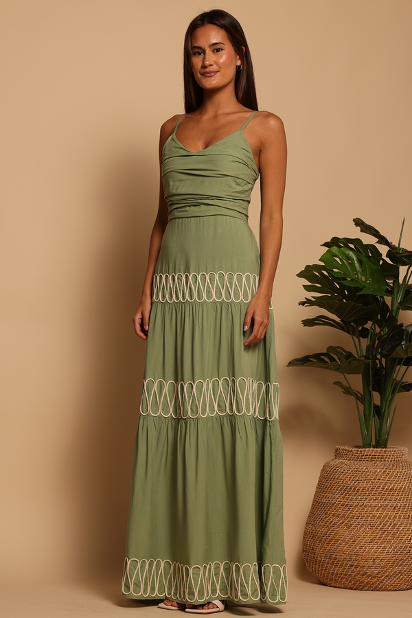 Dark Khaki Madrid Maxi Dress in Green Eyes Maxi Dress