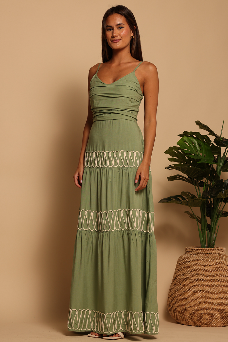 Dark Khaki Madrid Maxi Dress in Green Eyes Maxi Dress