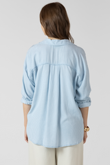 Light Gray Relaxed Striped Button Front Shirt Shirt