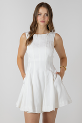 Gray Fit & Flare Panelled Mini Dress Mini Dress