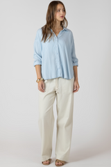 Light Gray Relaxed Striped Button Front Shirt Shirt
