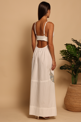 Rosy Brown Stella Maxi Dress in Embroidery Palm Maxi Dress
