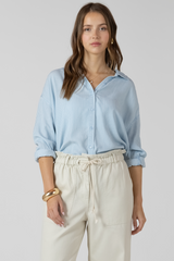 Light Gray Relaxed Striped Button Front Shirt Shirt