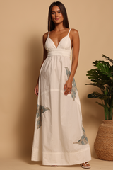 Rosy Brown Stella Maxi Dress in Embroidery Palm Maxi Dress